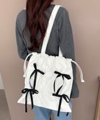 【ウィゴー/WEGO】のドロストリボンギャザートート ホワイト|ID: prp329100004475703 ipo3291000000032265642