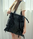 【ウィゴー/WEGO】のドロストリボンギャザートート ブラック|ID: prp329100004475703 ipo3291000000032265646