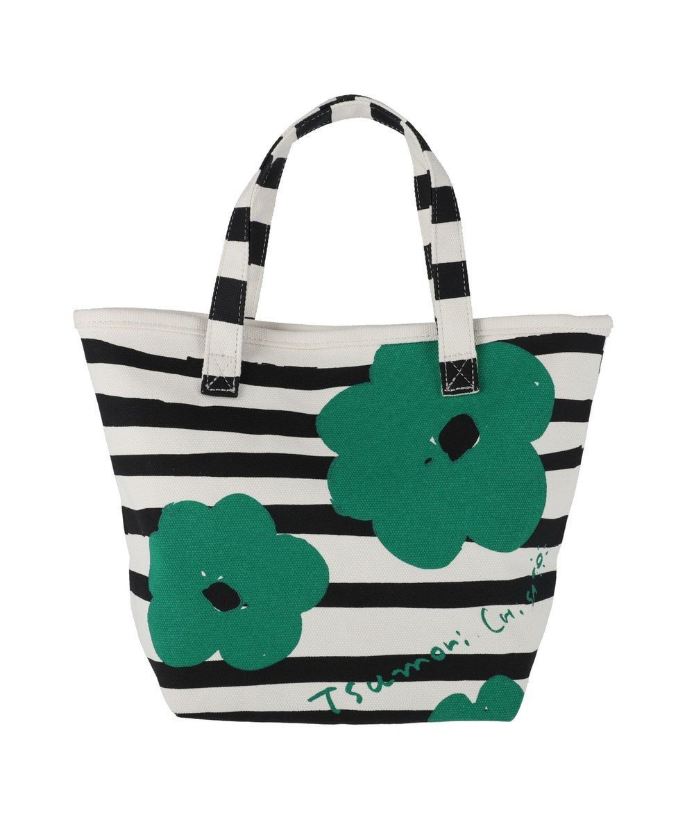 【ツモリチサト キャリー/tsumori chisato CARRY】のフラワーボーダー ハンドバッグ 手提げ 花柄 ボーダー インテリア・キッズ・メンズ・レディースファッション・服の通販 founy(ファニー) 　ファッション　Fashion　レディースファッション　WOMEN　コンパクト　Compact　トラベル　Travel　ハンドバッグ　Handbag　フラワー　Flower　ボーダー　Border　夏　Summer　旅行　Travel　グリーン|ID: prp329100004476394 ipo3291000000031930217