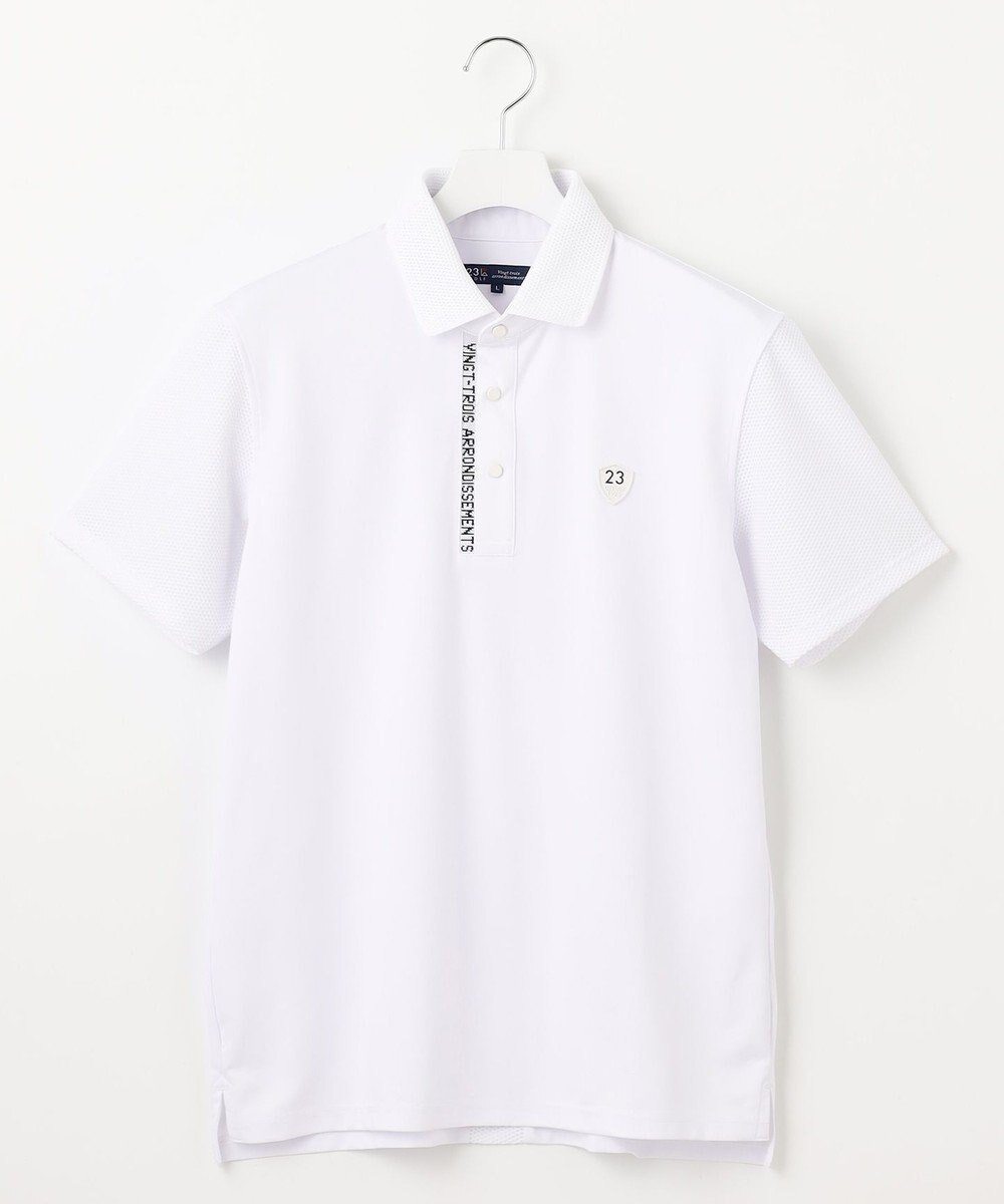 【23区 ゴルフ/23区GOLF / MEN】の【MEN】【吸水速乾/UVケア】ストレッチ性抜群のハニカムメッシュコンビポロシャツ メッシュ素材で快適 インテリア・キッズ・メンズ・レディースファッション・服の通販 founy(ファニー) 　ファッション　Fashion　メンズファッション　Fashion for Men　トップス・カットソー　Cut & Sew Tops　メンズシャツ　Shirts　ポロシャツ / きれいめカジュアルスタイル　Polo Shirts　春　Spring　コンパクト　Compact, Small Size　吸水　Absorbent, Quick-Dry　スタイリッシュ　Stylish, Fashionable　ストレッチ　Stretch, Stretchy Fabric　スリム　Slim, Slim Fit　なめらか　Smooth, Silky Texture　パターン　Pattern, Design Print　ポロシャツ　Polo Shirt, Collared Tee　メッシュ　Mesh, Net Fabric　S/S・春夏　SS, Spring/Summer, Warm Season　夏　Summer　エレガント 上品　Elegant　ゴルフ　Golf　ホワイト系|ID: prp329100004477293 ipo3291000000033048994