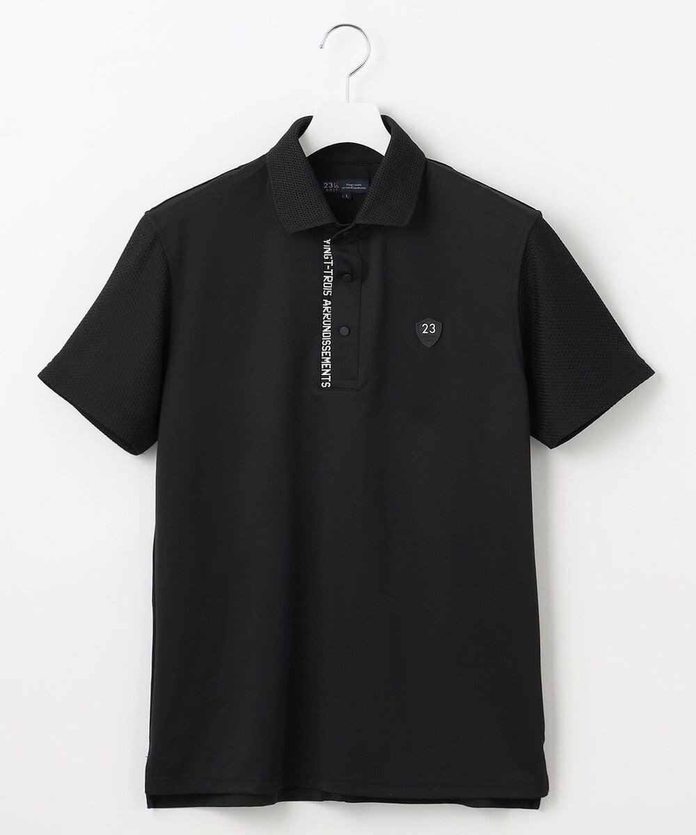 【23区 ゴルフ/23区GOLF / MEN】の【MEN】【吸水速乾/UVケア】ストレッチ性抜群のハニカムメッシュコンビポロシャツ メッシュ素材で快適 インテリア・キッズ・メンズ・レディースファッション・服の通販 founy(ファニー) 　ファッション　Fashion　メンズファッション　Fashion for Men　トップス・カットソー　Cut & Sew Tops　メンズシャツ　Shirts　ポロシャツ / きれいめカジュアルスタイル　Polo Shirts　春　Spring　コンパクト　Compact, Small Size　吸水　Absorbent, Quick-Dry　スタイリッシュ　Stylish, Fashionable　ストレッチ　Stretch, Stretchy Fabric　スリム　Slim, Slim Fit　なめらか　Smooth, Silky Texture　パターン　Pattern, Design Print　ポロシャツ　Polo Shirt, Collared Tee　メッシュ　Mesh, Net Fabric　S/S・春夏　SS, Spring/Summer, Warm Season　夏　Summer　エレガント 上品　Elegant　ゴルフ　Golf　ブラック系|ID: prp329100004477293 ipo3291000000033048995