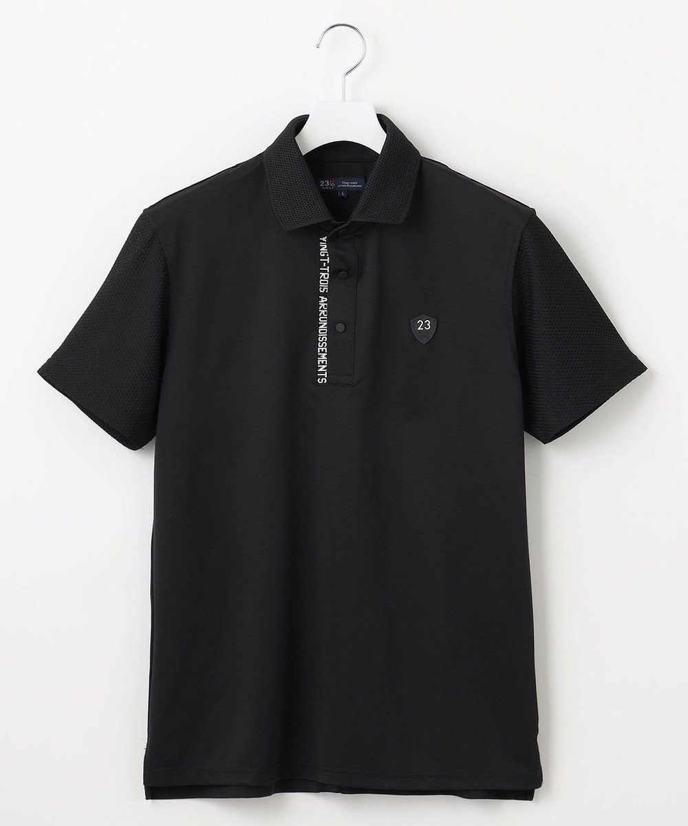 【23区 ゴルフ/23区GOLF / MEN】の【MEN】ストレッチ性抜群のハニカムメッシュコンビポロシャツ インテリア・キッズ・メンズ・レディースファッション・服の通販 founy(ファニー) 　ファッション　Fashion　メンズファッション　Fashion for Men　トップス・カットソー　Cut & Sew Tops　メンズシャツ　Shirts　ポロシャツ / きれいめカジュアルスタイル　Polo Shirts　春　Spring　コンパクト　Compact, Small Size　吸水　Absorbent, Quick-Dry　スタイリッシュ　Stylish, Fashionable　ストレッチ　Stretch, Stretchy Fabric　スリム　Slim, Slim Fit　なめらか　Smooth, Silky Texture　パターン　Pattern, Design Print　ポロシャツ　Polo Shirt, Collared Tee　メッシュ　Mesh, Net Fabric　S/S・春夏　SS, Spring/Summer, Warm Season　夏　Summer　エレガント 上品　Elegant　ゴルフ　Golf　ブラック系|ID: prp329100004477293 ipo3291000000035175118