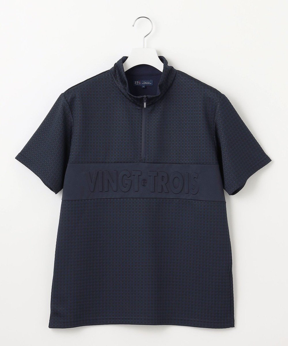 【23区 ゴルフ/23区GOLF / MEN】の【MEN】【吸水速乾/UVカット】着脱しやすいバンプジャージー ハーフジップカットソー インテリア・キッズ・メンズ・レディースファッション・服の通販 founy(ファニー) 　ファッション　Fashion　メンズファッション　Men's Style Online　トップス・カットソー　Tops/Tshirt/Men　春　Spring　吸水　Water Absorption　ジャージー　Jersey　スウェット　Sweat　ストレッチ　Stretch　スポーツ　Sports　スリム　Slim　パターン　Pattern　フィット　Fit　メッシュ　Mesh　S/S・春夏　Ss・Spring/Summer　夏　Summer　ゴルフ　Golf　ネイビー系|ID: prp329100004477320 ipo3291000000032649522