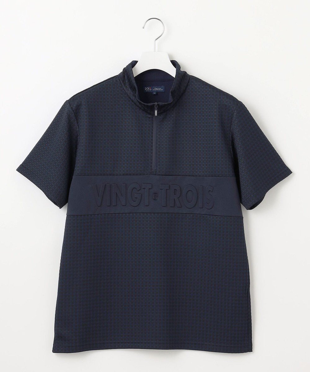 【23区 ゴルフ/23区GOLF / MEN】の【MEN】【吸水速乾/UVカット】着脱しやすいバンプジャージー ハーフジップカットソー インテリア・キッズ・メンズ・レディースファッション・服の通販 founy(ファニー) 　ファッション　Fashion　メンズファッション　Fashion for Men　トップス・カットソー　Cut & Sew Tops　春　Spring　吸水　Absorbent, Quick-Dry　スウェット / スエット　Sweatshirt, Sweatwear　ストレッチ　Stretch, Stretchy Fabric　スポーツ　Sports, Activewear　スリム　Slim, Slim Fit　パターン　Pattern, Design Print　フィット　Fit, Slim Fit　メッシュ　Mesh, Net Fabric　S/S・春夏　SS, Spring/Summer, Warm Season　夏　Summer　ゴルフ　Golf　ネイビー系|ID: prp329100004477320 ipo3291000000033973854