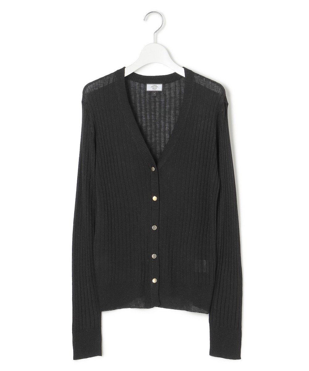 【ジェイプレスヨークストリート/J.PRESS YORK STREET】の【WOMEN】シアワイド リブカーディガン インテリア・キッズ・メンズ・レディースファッション・服の通販 founy(ファニー) ファッション Fashion レディースファッション Fashion for Women トップス・カットソー Cut & Sew Tops カーディガン・羽織り Layered Style Cardigans カーディガン Cardigan, Knitwear ショート Short, Short Length プリント Print, Printed Pattern ワイドリブ Wide Rib, Wide Ribbed Knit A/W・秋冬 Autumn/Winter ブラック系|ID: prp329100004477874 ipo3291000000033670948
