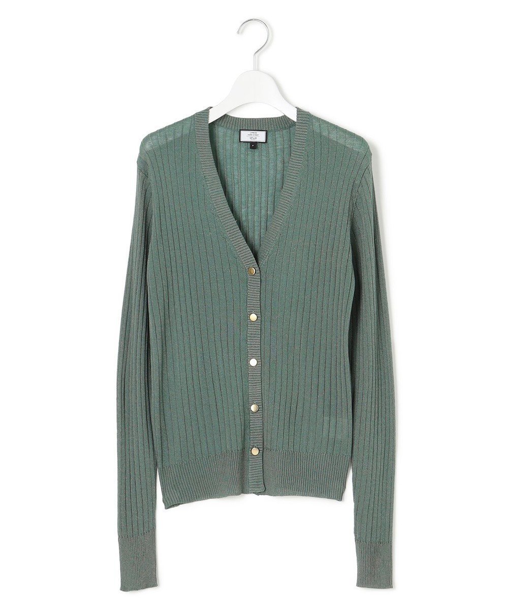 【ジェイプレスヨークストリート/J.PRESS YORK STREET】の【WOMEN】シアワイド リブカーディガン インテリア・キッズ・メンズ・レディースファッション・服の通販 founy(ファニー) ファッション Fashion レディースファッション Fashion for Women トップス・カットソー Cut & Sew Tops カーディガン・羽織り Layered Style Cardigans カーディガン Cardigan, Knitwear ショート Short, Short Length プリント Print, Printed Pattern ワイドリブ Wide Rib, Wide Ribbed Knit A/W・秋冬 Autumn/Winter グリーン系|ID: prp329100004477874 ipo3291000000033670952