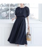 【ティアクラッセ/Tiaclasse】の【洗える】麻調ギャザーワンピース ネイビー|ID: prp329100004477915 ipo3291000000032525464