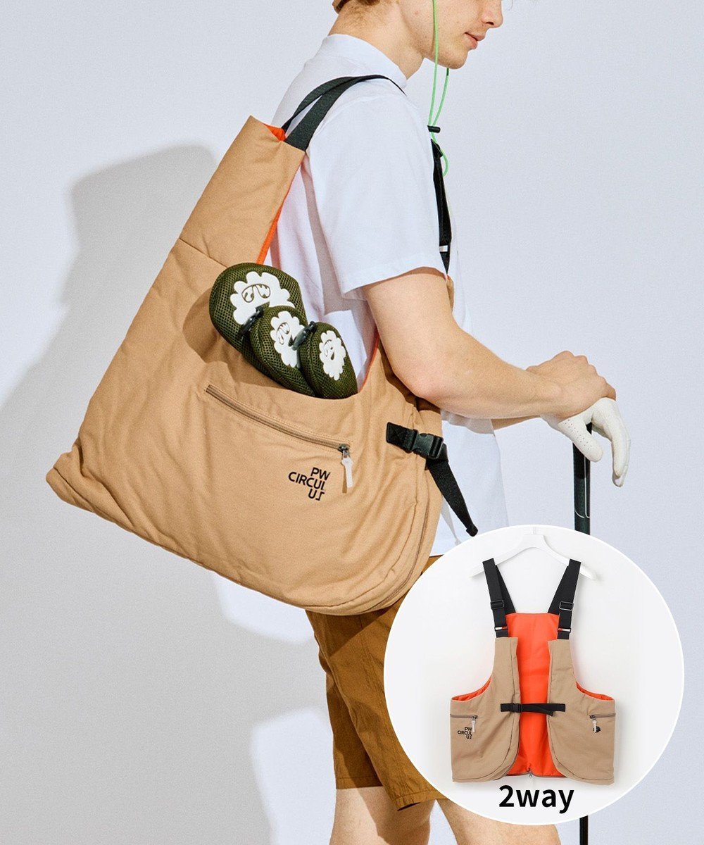 【ピーダブリュサーキュラス/PW CIRCULUS】の【GOLF OUT掲載アイテム】【着用可能BAG】【UNISEX】2WAY ウェアラブルバッグ インテリア・キッズ・メンズ・レディースファッション・服の通販 founy(ファニー) 　ファッション　Fashion　レディースファッション　WOMEN　バッグ　Bag　ゴルフ　Golf　ユニセックス　Unisex　アウトドア　Outdoor　ベスト　Vest　雑誌　Magazine　ベージュ系|ID: prp329100004478324 ipo3291000000032265092