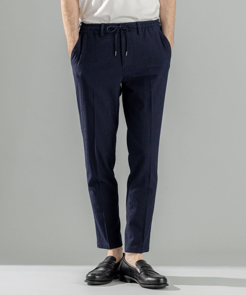 【ジョゼフ オム/JOSEPH HOMME / MEN】の新素材【洗える/速乾性/通気性/ストレッチ】トリコサッカーストレッチ ドロスト付テーパードパンツ / PEGG CONVERTIBLE インテリア・キッズ・メンズ・レディースファッション・服の通販 founy(ファニー) 　ファッション　Fashion　メンズファッション　MEN　ボトムス　Bottoms/Men　春　Spring　洗える　Washable　サッカー　Soccer　ストレッチ　Stretch　セットアップ　Set Up　テーパード　Tapered　ドローコード　Draw Cord　ポケット　Pocket　ループ　Loop　レギュラー　Regular　S/S・春夏　Ss・Spring/Summer　夏　Summer　ネイビー系|ID: prp329100004479009 ipo3291000000031575717