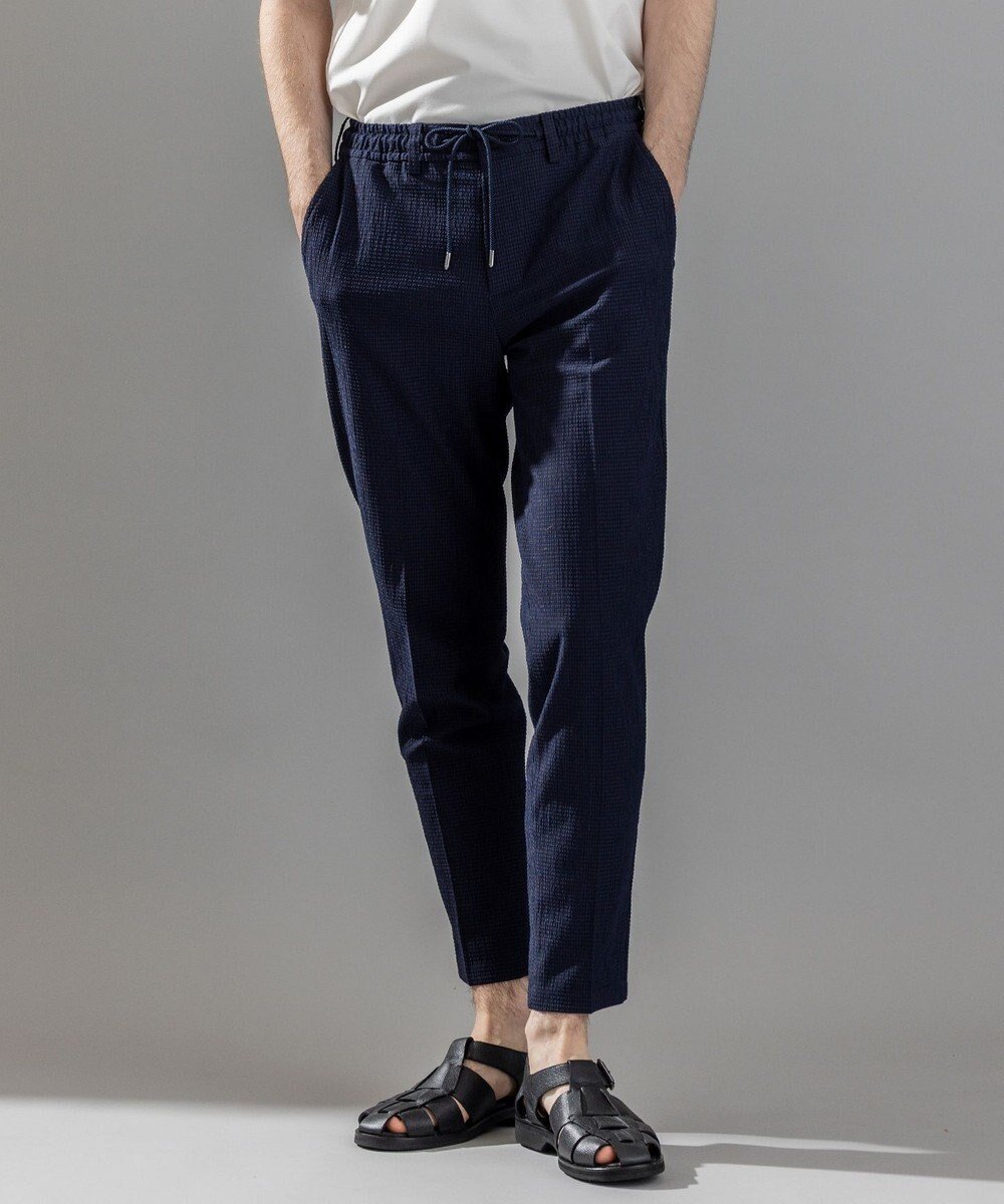 【ジョゼフ オム/JOSEPH HOMME / MEN】の新素材【洗える/速乾性/通気性/ストレッチ】トリコサッカーストレッチ ドロスト付テーパードパンツ / PEGG CONVERTIBLE インテリア・キッズ・メンズ・レディースファッション・服の通販 founy(ファニー) 　ファッション　Fashion　メンズファッション　Fashion for Men　ボトムス　Bottoms　春　Spring　洗える　Machine Washable　サッカー　Seersucker, Summer Fabric　ストレッチ　Stretch, Stretchy Fabric　セットアップ　Set-Up, Coordinated Outfit　テーパード　Tapered, Tapered Pants　ドローコード　Drawcord, Drawstring Cord　ポケット　Pocket, Pocket Detail　ループ　Loop, Loop Knit　レギュラー　Regular, Standard Fit　S/S・春夏　SS, Spring/Summer, Warm Season　夏　Summer　ネイビー系|ID: prp329100004479009 ipo3291000000032447254