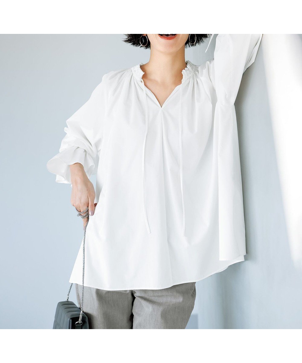 【アンフィーロ 自由区/UNFILO】の2WAYギャザーブラウス インテリア・キッズ・メンズ・レディースファッション・服の通販 founy(ファニー) ファッション Fashion レディースファッション Fashion for Women トップス・カットソー Cut & Sew Tops シャツ・ブラウス・オフィスカジュアル Elegant Blouses & Button-Ups インナー Innerwear 春 Spring 洗える Machine Washable ギャザー Gathered, Ruffled 吸水 Absorbent, Quick-Dry スウェット / スエット Sweatshirt, Sweatwear ドレープ Drape, Draping Fabric ハイネック High Neck, Mock Neck フリル Frill, Ruffle 羽織 Haori, Light Jacket リボン Ribbon, Bow S/S・春夏 SS, Spring/Summer, Warm Season おすすめ Recommended / Our Picks 夏 Summer ホワイト|ID: prp329100004479172 ipo3291000000036533447