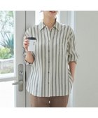 【自由区/JIYU-KU】の【洗える】テンセルリネンベーシック シャツ フラックス×スレートストライプ|ID: prp329100004480406 ipo3291000000031969735