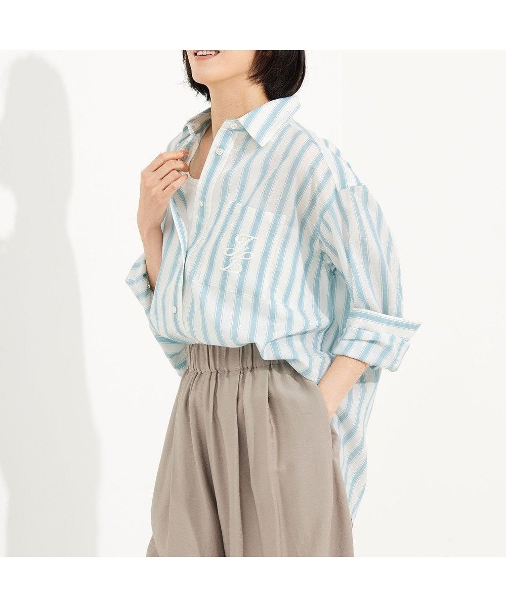 【自由区/JIYU-KU】の【洗える】テンセルリネンベーシック シャツ インテリア・キッズ・メンズ・レディースファッション・服の通販 founy(ファニー) 　ファッション　Fashion　レディースファッション　WOMEN　トップス・カットソー　Tops/Tshirt　シャツ/ブラウス　Shirts/Blouses　春　Spring　洗える　Washable　コンパクト　Compact　シンプル　Simple　ストライプ　Stripe　ドレープ　Drape　ドロップ　Drop　バランス　Balance　ポケット　Pocket　モチーフ　Motif　無地　Plain Color　リネン　Linen　S/S・春夏　Ss・Spring/Summer　夏　Summer　オフ×ブルーストライプ|ID: prp329100004480406 ipo3291000000031969737