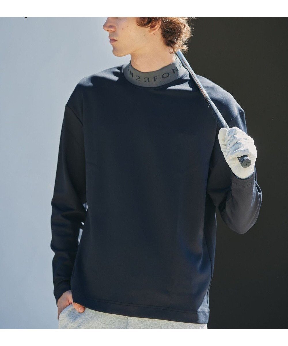 【23区 ゴルフ/23区GOLF / MEN】の【23Fondation/MEN】【吸水速乾・UVケア】バイカラー 長袖モックネックシャツ インテリア・キッズ・メンズ・レディースファッション・服の通販 founy(ファニー) 　ファッション　Fashion　メンズファッション　MEN　トップス・カットソー　Tops/Tshirt/Men　シャツ　Shirts　カットソー　Cut And Sew　ストレッチ　Stretch　スポーティ　Sporty　ブルゾン　Blouson　吸水　Water Absorption　秋　Autumn/Fall　A/W・秋冬　Aw・Autumn/Winter・Fw・Fall-Winter　長袖　Long Sleeve　ブラック系|ID: prp329100004480772 ipo3291000000031589328