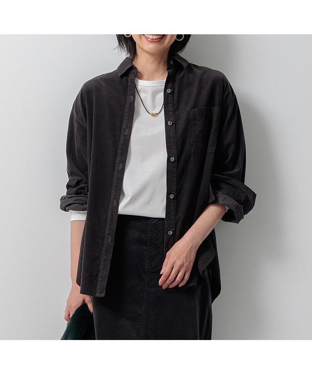【23区/NIJYUSANKU】の【洗える】コットン コーデュロイ ブラウス インテリア・キッズ・メンズ・レディースファッション・服の通販 founy(ファニー) 　ファッション　Fashion　レディースファッション　WOMEN　トップス・カットソー　Tops/Tshirt　シャツ/ブラウス　Shirts/Blouses　洗える　Washable　秋　Autumn/Fall　コーデュロイ　Corduroy　ストレッチ　Stretch　セットアップ　Set Up　ベルベット　Velvet　ボトム　Bottom　A/W・秋冬　Aw・Autumn/Winter・Fw・Fall-Winter　冬　Winter　2024年　2024　2024-2025秋冬・A/W　Aw/Autumn/Winter/Fw/Fall/2024-2025　グレー系|ID: prp329100004480864 ipo3291000000031756540