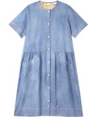 【ツモリチサト スリープ/tsumori chisato SLEEP】のツモリチサト ワンピース 5分袖 半袖 綿100%(本体) 楊柳素材 ロング丈(ふくらはぎ付近) レディース UNT149 /ワコール ブルー|ID: prp329100004481272 ipo3291000000032370242
