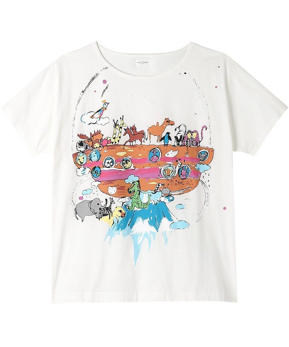 【ツモリチサト スリープ/tsumori chisato SLEEP】のツモリチサト トップス ルームウエア 4分袖 綿100%(本体) 天竺素材 レディース UTT147 /ワコール インテリア・キッズ・メンズ・レディースファッション・服の通販 founy(ファニー) 　ファッション　Fashion　レディースファッション　Fashion for Women　トップス・カットソー　Cut & Sew Tops　ハンド　Hand, Handmade　パジャマ　Pajamas, Sleepwear　プリント　Print, Printed Pattern　アイボリー|ID: prp329100004481283 ipo3291000000033499169