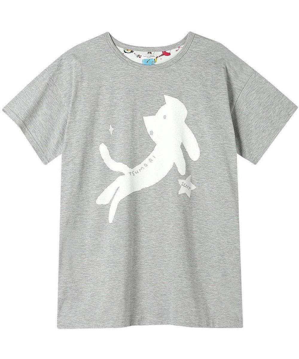 【ツモリチサト スリープ/tsumori chisato SLEEP】のツモリチサト トップス ルームウエア 4分袖 綿100%(本体) 天竺素材 レディース UTT150 /ワコール インテリア・キッズ・メンズ・レディースファッション・服の通販 founy(ファニー) 　ファッション　Fashion　レディースファッション　WOMEN　トップス・カットソー　Tops/Tshirt　ネコ　Cat　ハンド　Hand　パジャマ　Pajamas　プリント　Print　グレー|ID: prp329100004481286 ipo3291000000031592560