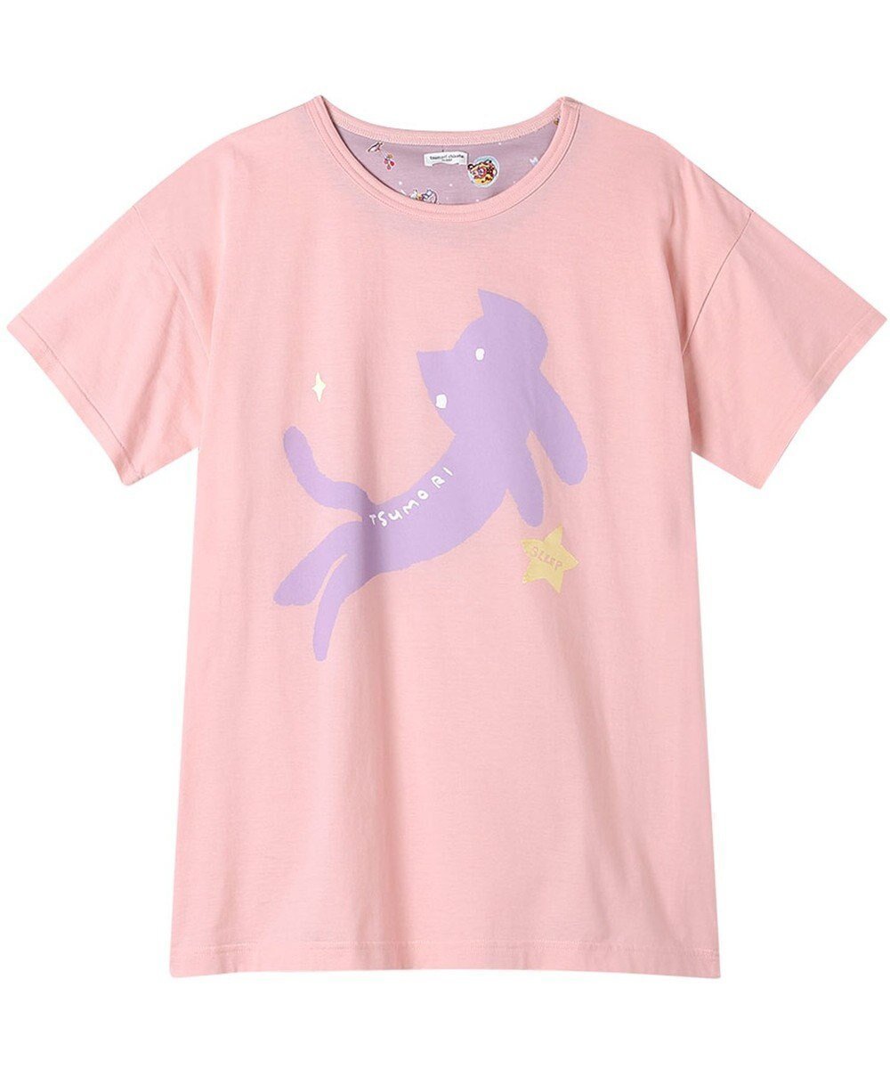 【ツモリチサト スリープ/tsumori chisato SLEEP】のツモリチサト トップス ルームウエア 4分袖 綿100%(本体) 天竺素材 レディース UTT150 /ワコール インテリア・キッズ・メンズ・レディースファッション・服の通販 founy(ファニー) 　ファッション　Fashion　レディースファッション　WOMEN　トップス・カットソー　Tops/Tshirt　ネコ　Cat　ハンド　Hand　パジャマ　Pajamas　プリント　Print　ピンク|ID: prp329100004481286 ipo3291000000031592565