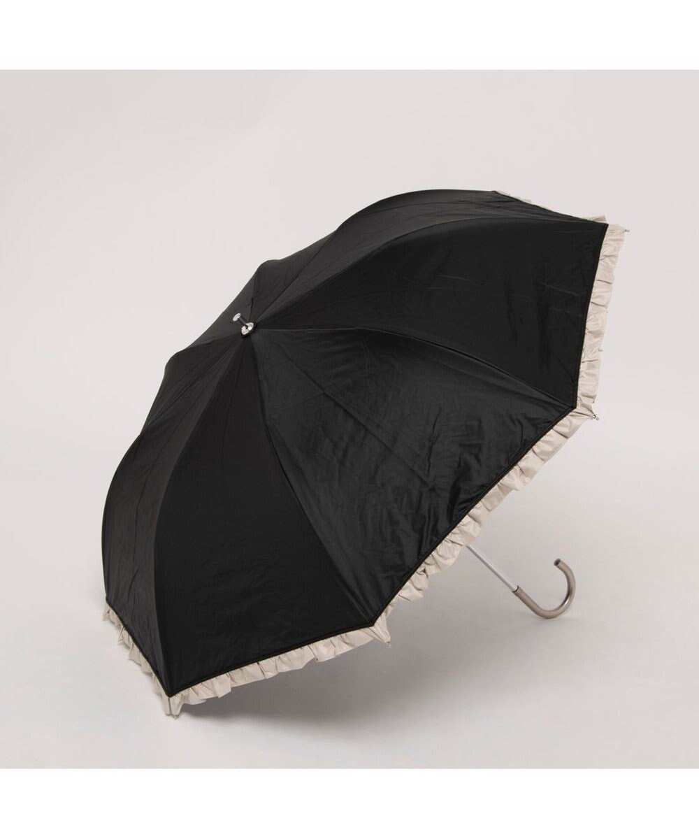 【アンビリオン/UNBILLION】のカシュネ cachenez / 【晴雨兼用】【日傘】UV カット率99%以上 PUバイカラーフリルトップレス折りたたみ傘 インテリア・キッズ・メンズ・レディースファッション・服の通販 founy(ファニー) 　ファッション　Fashion　レディースファッション　WOMEN　傘 / レイングッズ　Umbrellas/Rainwear　アクセサリー　Accessories　傘　Umbrella　スカーフ　Scarf　ハンド　Hand　帽子　Hat　日傘　Parasol　モチーフ　Motif　再入荷　Restock/Back In Stock/Re Arrival　ブラック|ID: prp329100004481297 ipo3291000000031832961