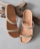 【インター ショシュール/INTER-CHAUSSURES】の【ITALIAN SHOEMAKERS】ダブルラインストーンクッションインソールサンダル ゴールド|ID: prp329100004481409 ipo3291000000033655002