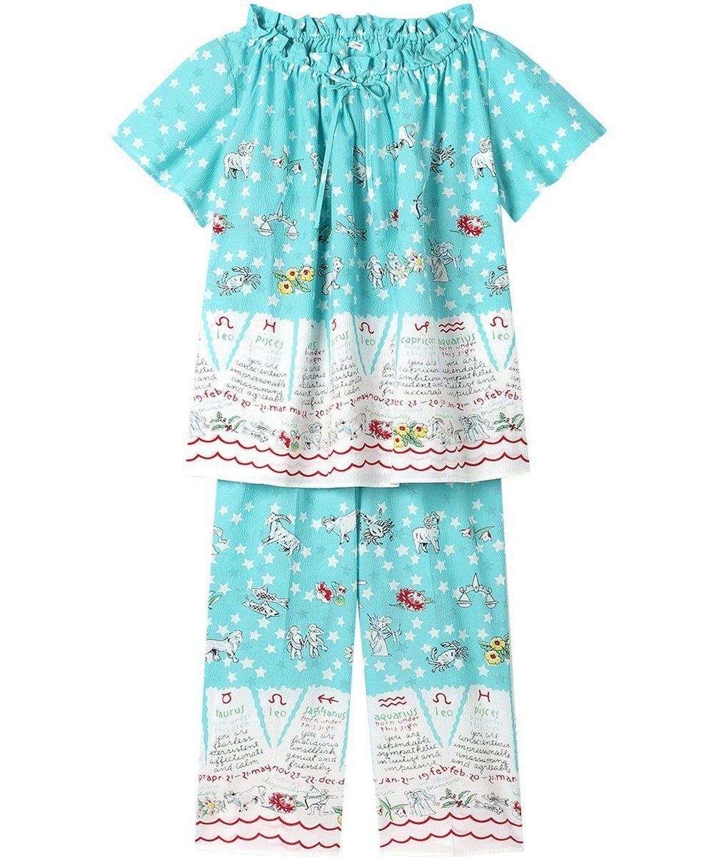 【ツモリチサト スリープ/tsumori chisato SLEEP】のツモリチサト パジャマ 5分袖 半袖 9分丈 綿100%(本体) ローン素材 レディース UDT146 /ワコール インテリア・キッズ・メンズ・レディースファッション・服の通販 founy(ファニー) 　ファッション　Fashion　レディースファッション　WOMEN　トップス・カットソー　Tops/Tshirt　ギャザー　Gather　パジャマ　Pajamas　ボトム　Bottom　半袖　Short Sleeve　サックス|ID: prp329100004481437 ipo3291000000031593191