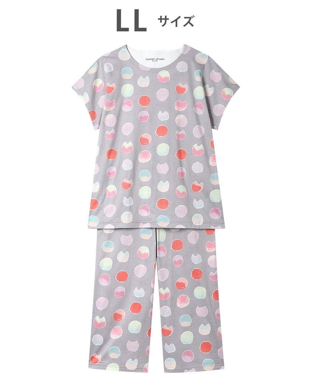 【ツモリチサト スリープ/tsumori chisato SLEEP】のツモリチサト パジャマ 3分袖 半袖 8分丈 綿100%(本体) 天竺素材 レディース UDT156 /ワコール インテリア・キッズ・メンズ・レディースファッション・服の通販 founy(ファニー) 　ファッション　Fashion　レディースファッション　WOMEN　トップス・カットソー　Tops/Tshirt　グラデーション　Gradation　ドット　Dot　ネコ　Cat　パジャマ　Pajamas　ボトム　Bottom　半袖　Short Sleeve　グレー|ID: prp329100004481462 ipo3291000000031593280