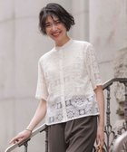 【ジェイ プレス/J.PRESS】の【洗える】モザイクレース ハーフスリーブ ブラウス アイボリー系|ID: prp329100004481487 ipo3291000000031854881