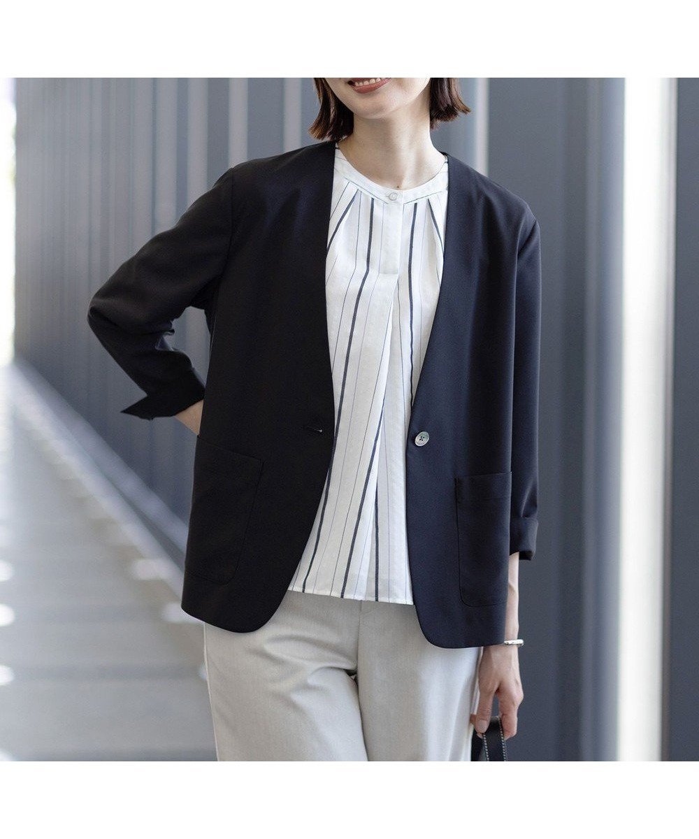 【ジェイ プレス/J.PRESS】の【洗える】ストレッチ ノーカラー ジャケット 人気、トレンドファッション・服の通販 founy(ファニー) 　ファッション　Fashion　レディースファッション　Ladies' Fashion Online　アウター　Coat Outerwear　ジャケット　Jackets　ノーカラージャケット　No Collar Leather Jackets　インナー　Inner　春　Spring　洗える　Washable　カーディガン　Cardigan　シンプル　Simple　ジャケット　Jacket　ストレッチ　Stretch　ストレート　Straight　ドレープ　Drape　メランジ　Melange　S/S・春夏　Ss・Spring/Summer　夏　Summer　エレガント 上品　Elegant　 other-1|ID: prp329100004481488 ipo3291000000032662638