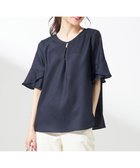 【エニィ スィス/any SiS】の【接触冷感・UVカット・速乾】スムージーポリエステル フレアスリーブ ブラウス ネイビー|ID: prp329100004481560 ipo3291000000034295595