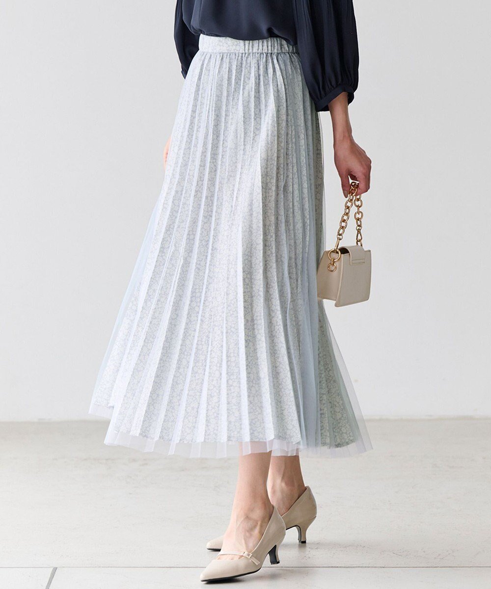 【エニィ スィス/any SiS】の【洗える】チュールレイヤードプリーツ スカート インテリア・キッズ・メンズ・レディースファッション・服の通販 founy(ファニー) ファッション Fashion レディースファッション Fashion for Women スカート Skirts プリーツスカート / 上品フェミニンスタイル Pleated Skirts エアリー Airy Texture サテン Satin, Glossy Fabric チュール Tulip, Tulip Motif フラワー Flower, Floral プリント Print, Printed Pattern プリーツ Pleats, Pleated 楽ちん Easy Fit, Comfortable 洗える Machine Washable A/W・秋冬 Autumn/Winter グレー|ID: prp329100004482026 ipo3291000000034355352