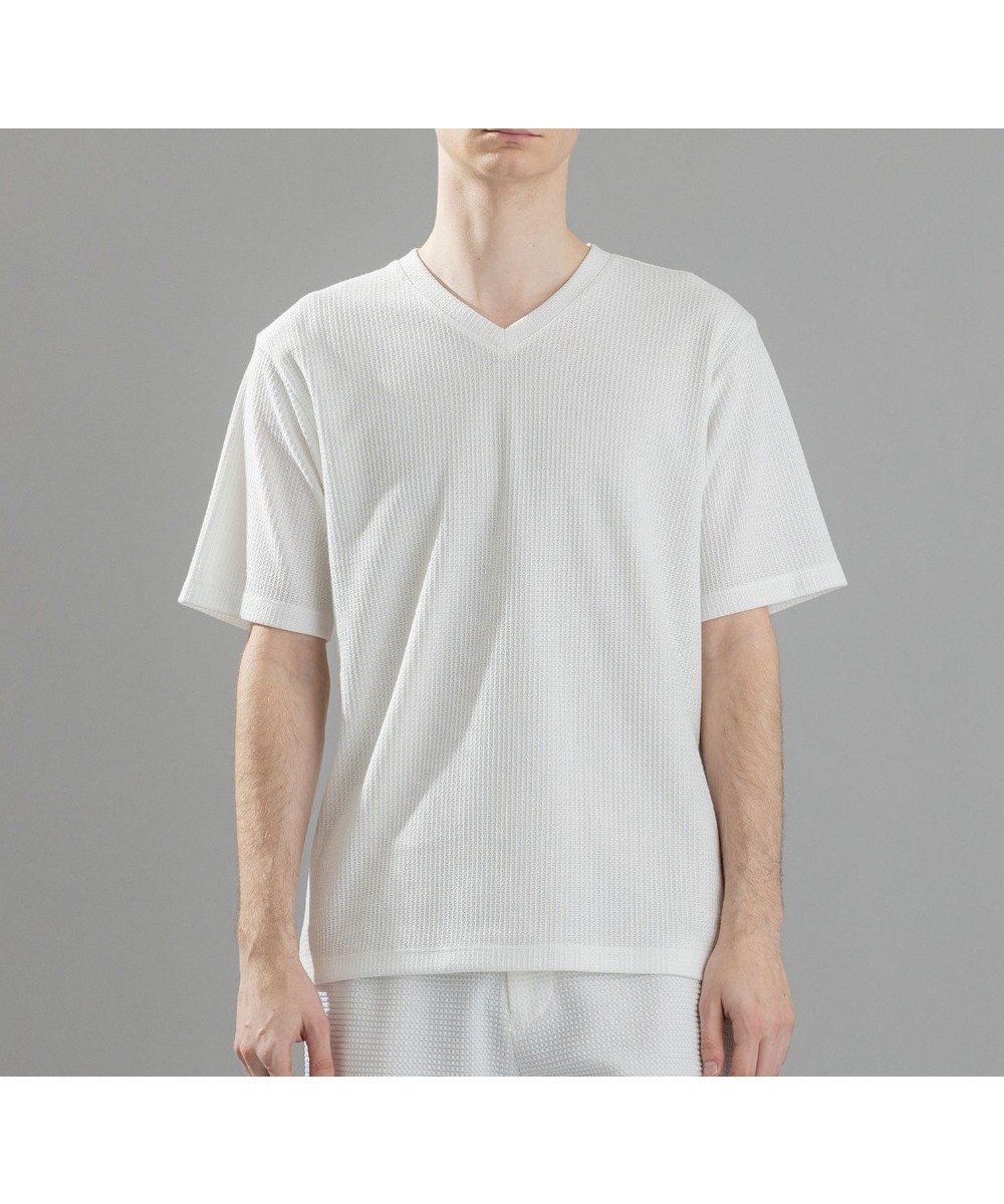 【ジョゼフ オム/JOSEPH HOMME / MEN】の新素材【清涼感】メランジクロスジャージー Vネック半袖カットソー インテリア・キッズ・メンズ・レディースファッション・服の通販 founy(ファニー) 　ファッション　Fashion　メンズファッション　Men's Style Online　トップス・カットソー　Tops/Tshirt/Men　シャツ　Shirts　カットソー　Cut And Sew　ジャージー　Jersey　ストレッチ　Stretch　ベーシック　Basic　リゾート　Resort　ワッフル　Waffle　半袖　Short Sleeve　夏　Summer　春　Spring　S/S・春夏　Ss・Spring/Summer　ホワイト系|ID: prp329100004483081 ipo3291000000032633747