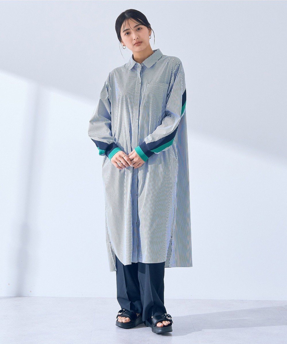 【イェッカ ヴェッカ/YECCA VECCA】のリブMIXシャツワンピース インテリア・キッズ・メンズ・レディースファッション・服の通販 founy(ファニー) 　ファッション　Fashion　レディースファッション　Ladies' Fashion Online　ワンピース　Dress　シャツワンピース　Shirt Dresses　ショルダー　Shoulder　ストレッチ　Stretch　ダウン　Down　ポケット　Pocket　人気　Popularity　夏　Summer　定番　Standard　春　Spring　S/S・春夏　Ss・Spring/Summer　羽織　Haori　Stripe|ID: prp329100004483228 ipo3291000000032501838