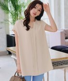 【ティアクラッセ/Tiaclasse】の【洗える】フレンチスリーブキーネックシャツチュニックブラウス アイボリー|ID: prp329100004483263 ipo3291000000032235109