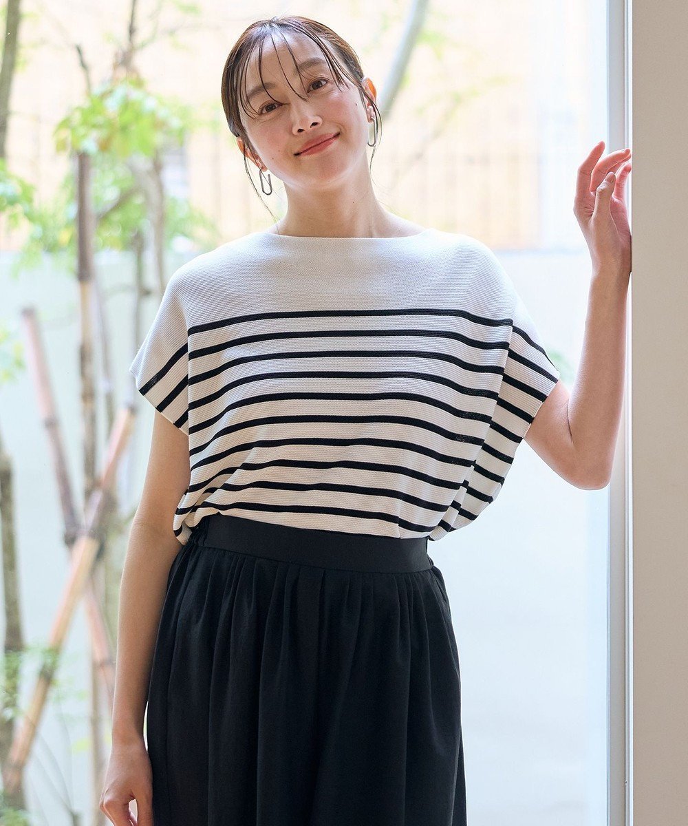 【エニー/ANY】の【新色追加/14色展開】アクリルガーターフレンチスリーブニット インテリア・キッズ・メンズ・レディースファッション・服の通販 founy(ファニー) 　ファッション　Fashion　レディースファッション　Fashion for Women　トップス・カットソー　Cut & Sew Tops　ニット　Knit Tops & Sweaters　春　Spring　スラックス　Slacks, Dress Pants　スリーブ　Sleeve, Long Sleeve / Short Sleeve　セーター　Sweater, Knitwear　デニム　Denim, Jeans Material　フレンチ　French, French Style　S/S・春夏　SS, Spring/Summer, Warm Season　おすすめ　Recommended / Our Picks　夏　Summer　オフ×ブラック|ID: prp329100004483575 ipo3291000000033566354