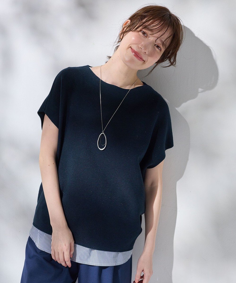 【エニー/ANY】の【新色追加/14色展開】アクリルガーターフレンチスリーブニット インテリア・キッズ・メンズ・レディースファッション・服の通販 founy(ファニー) 　ファッション　Fashion　レディースファッション　Fashion for Women　トップス・カットソー　Cut & Sew Tops　ニット　Knit Tops & Sweaters　春　Spring　スラックス　Slacks, Dress Pants　スリーブ　Sleeve, Long Sleeve / Short Sleeve　セーター　Sweater, Knitwear　デニム　Denim, Jeans Material　フレンチ　French, French Style　S/S・春夏　SS, Spring/Summer, Warm Season　おすすめ　Recommended / Our Picks　夏　Summer　ネイビー×ラメ|ID: prp329100004483575 ipo3291000000033566372