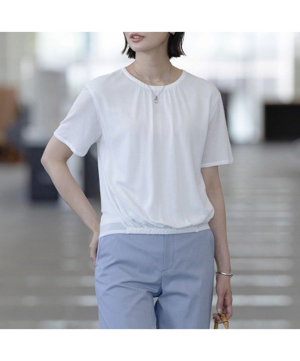 【ジェイ プレス/J.PRESS】の【洗える】ミラノ風天竺シアー カットソー 人気、トレンドファッション・服の通販 founy(ファニー) 　ファッション　Fashion　レディースファッション　Fashion for Women　トップス・カットソー　Cut & Sew Tops　シャツ・ブラウス・オフィスカジュアル　Elegant Blouses & Button-Ups　ロングTシャツ・Tシャツ　Longline T-Shirts & Tees　カットソー・ベーシックTシャツ　Cut-and-Sewn Tops / Stretch Tees & Basics　アンサンブル　Ensemble Set　春　Spring　洗える　Machine Washable　カットソー　Cut and Sewn Top　カーディガン　Cardigan, Knitwear　シアー　Sheer, See-Through　シンプル　Simple, Minimal　トレンド　Trend, Trending Now　羽織　Haori, Light Jacket　ミラノ　Milano Style, Italian-Inspired　S/S・春夏　SS, Spring/Summer, Warm Season　夏　Summer　 other-1|ID: prp329100004483614 ipo3291000000033400245