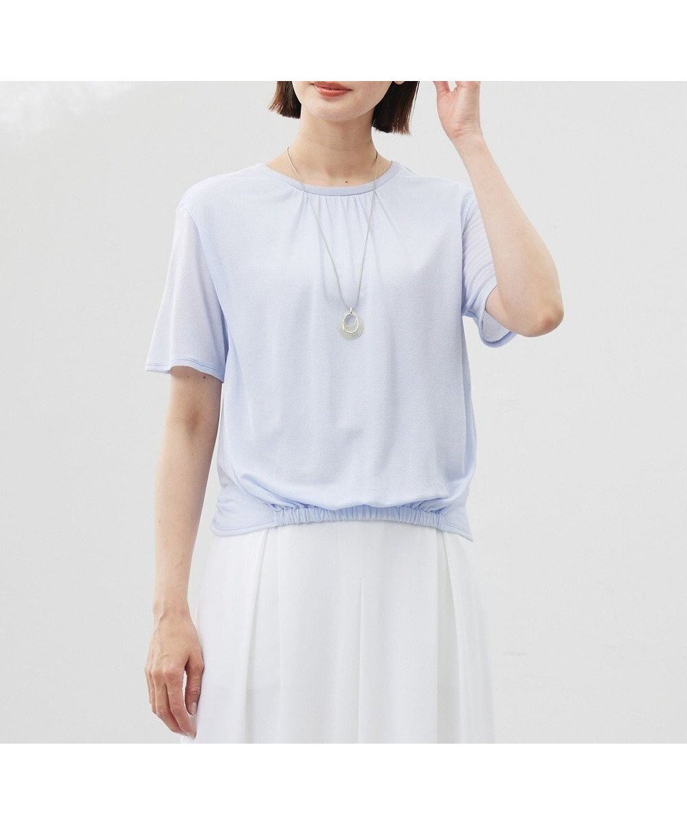 【ジェイ プレス/J.PRESS】の【洗える】ミラノ風天竺シアー カットソー インテリア・キッズ・メンズ・レディースファッション・服の通販 founy(ファニー) 　ファッション　Fashion　レディースファッション　Fashion for Women　トップス・カットソー　Cut & Sew Tops　シャツ・ブラウス・オフィスカジュアル　Elegant Blouses & Button-Ups　ロングTシャツ・Tシャツ　Longline T-Shirts & Tees　カットソー・ベーシックTシャツ　Cut-and-Sewn Tops / Stretch Tees & Basics　アンサンブル　Ensemble Set　春　Spring　洗える　Machine Washable　カットソー　Cut and Sewn Top　カーディガン　Cardigan, Knitwear　シアー　Sheer, See-Through　シンプル　Simple, Minimal　トレンド　Trend, Trending Now　羽織　Haori, Light Jacket　ミラノ　Milano Style, Italian-Inspired　S/S・春夏　SS, Spring/Summer, Warm Season　夏　Summer　ライトサックス系|ID: prp329100004483614 ipo3291000000033400252