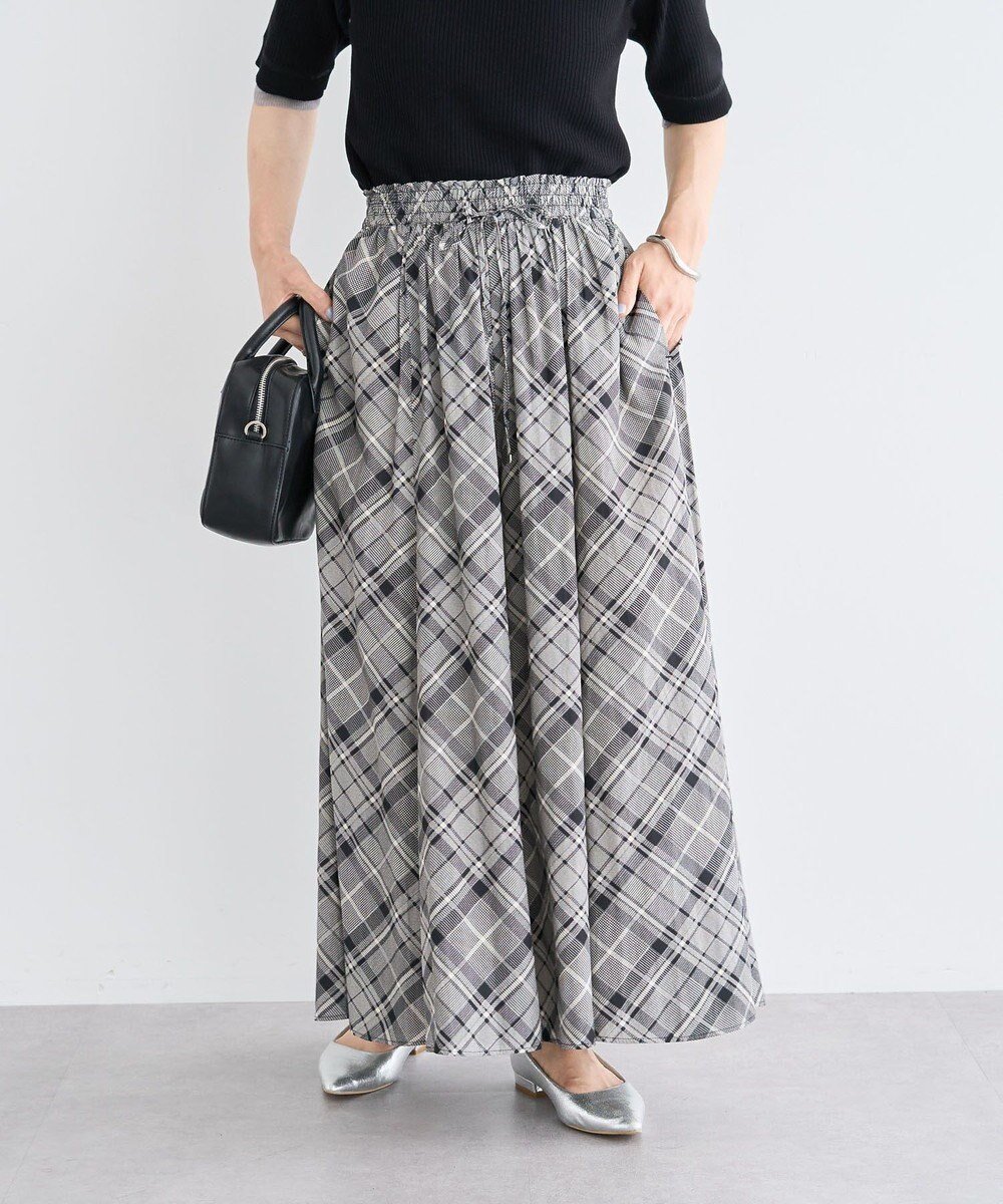 【グリーンパークス/Green Parks】のサラフレワイドパンツ(柄) インテリア・キッズ・メンズ・レディースファッション・服の通販 founy(ファニー) 　ファッション　Fashion　レディースファッション　Fashion for Women　パンツ　Pants & Trousers　おすすめ　Recommended / Our Picks　チェック　Check, Plaid, Tartan　フレア　Flare, Flared　ベーシック　Basic, Essential　ワイド　Wide, Wide Fit　A/W・秋冬　Autumn/Winter　Check Black|ID: prp329100004483658 ipo3291000000033493167