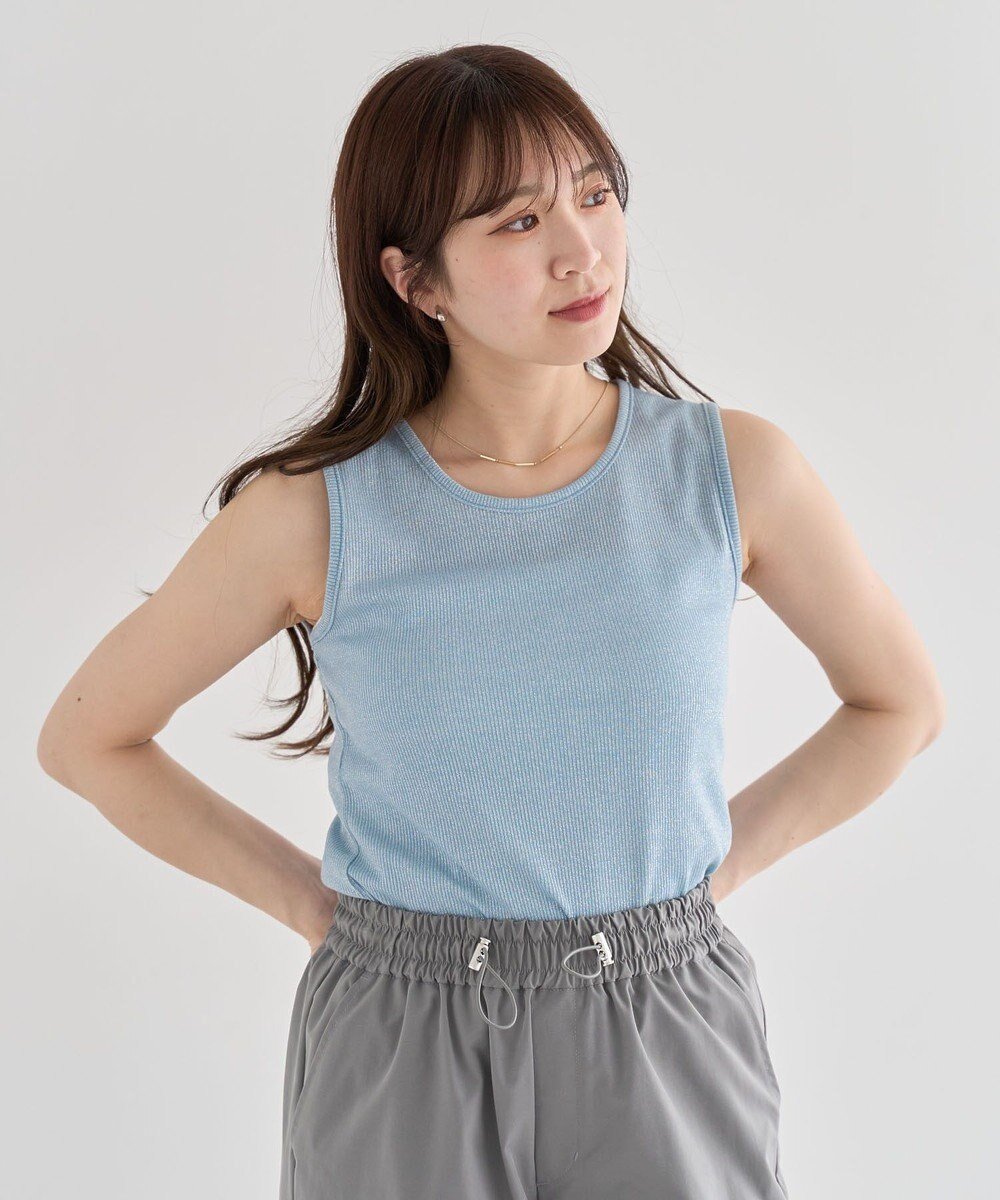 【グリーンパークス/Green Parks】の・Petit Fleur ラメリブタンクトップ インテリア・キッズ・メンズ・レディースファッション・服の通販 founy(ファニー) 　ファッション　Fashion　レディースファッション　WOMEN　トップス・カットソー　Tops/Tshirt　おすすめ　Recommend　インナー　Inner　タンク　Tank　フィット　Fit　ポケット　Pocket　夏　Summer　春　Spring　S/S・春夏　Ss・Spring/Summer　Blue|ID: prp329100004483664 ipo3291000000031783619