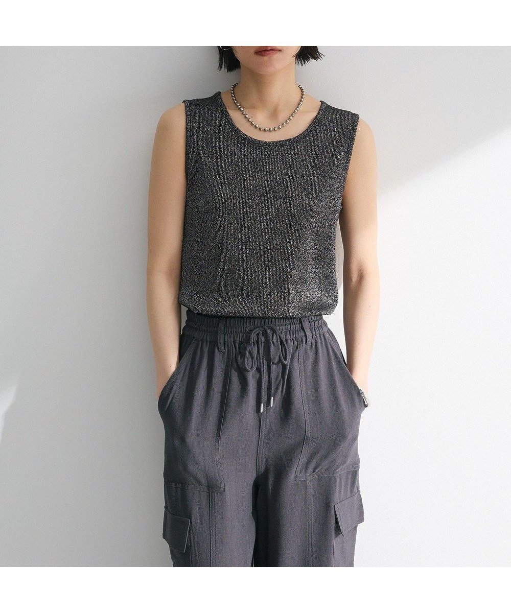 【グリーンパークス/Green Parks】の・Petit Fleur ラメリブタンクトップ インテリア・キッズ・メンズ・レディースファッション・服の通販 founy(ファニー) 　ファッション　Fashion　レディースファッション　Fashion for Women　トップス・カットソー　Cut & Sew Tops　おすすめ　Recommended / Our Picks　インナー　Innerwear　タンク　Tank Top, Sleeveless Top　フィット　Fit, Slim Fit　ポケット　Pocket, Pocket Detail　夏　Summer　春　Spring　S/S・春夏　SS, Spring/Summer, Warm Season　Black|ID: prp329100004483664 ipo3291000000032479389