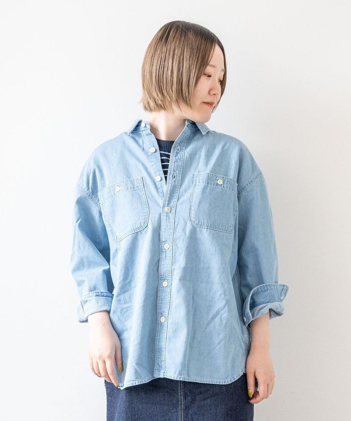 【サキュウ/caqu】の【洗える/コットン100%デニム】work shirts ゆったりシルエットなワークシャツ インテリア・キッズ・メンズ・レディースファッション・服の通販 founy(ファニー) https://founy.com/ ファッション Fashion レディースファッション Ladies' Fashion Online トップス・カットソー Tops/Tshirt シャツ/ブラウス Shirts/Blouses インディゴ Indigo 洗える Washable ジーンズ Jeans ダンガリー Dungarees デニム Denim ワーク Work A/W・秋冬 Aw・Autumn/Winter・Fw・Fall-Winter S/S・春夏 Ss・Spring/Summer 夏 Summer |ID: prp329100004483670 ipo3291000000032599500