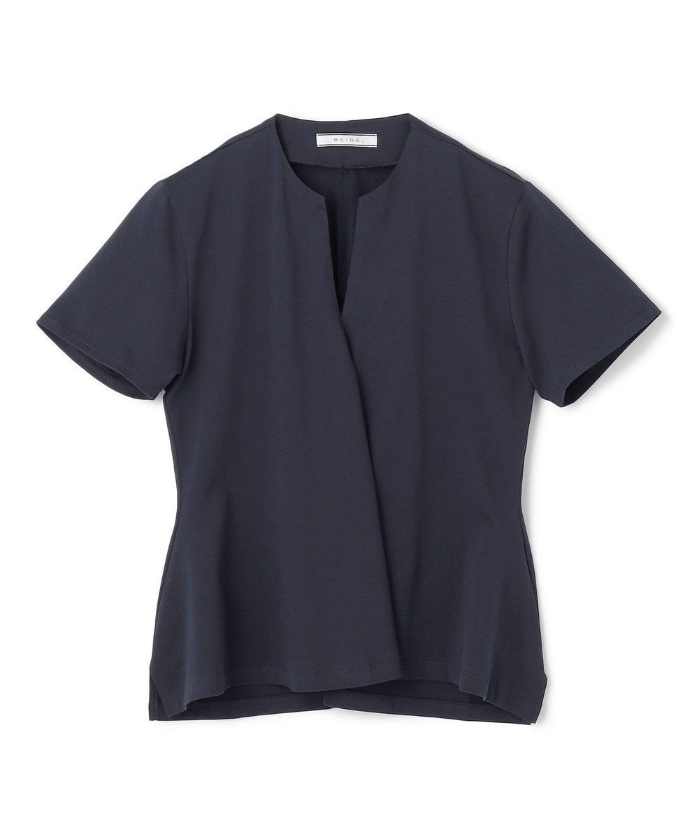 【ベイジ,/BEIGE,】の【洗える】STOCK / オーガニックコットン半袖Vスリットトップス インテリア・キッズ・メンズ・レディースファッション・服の通販 founy(ファニー) 　ファッション　Fashion　レディースファッション　WOMEN　トップス・カットソー　Tops/Tshirt　シャツ/ブラウス　Shirts/Blouses　ロング / Tシャツ　T-Shirts　カットソー　Cut and Sewn　カットソー　Cut And Sew　スリット　Slit　ベーシック　Basic　ロング　Long　エレガント 上品　Elegant　半袖　Short Sleeve　夏　Summer　春　Spring　S/S・春夏　Ss・Spring/Summer　洗える　Washable　Navy|ID: prp329100004483675 ipo3291000000032369530