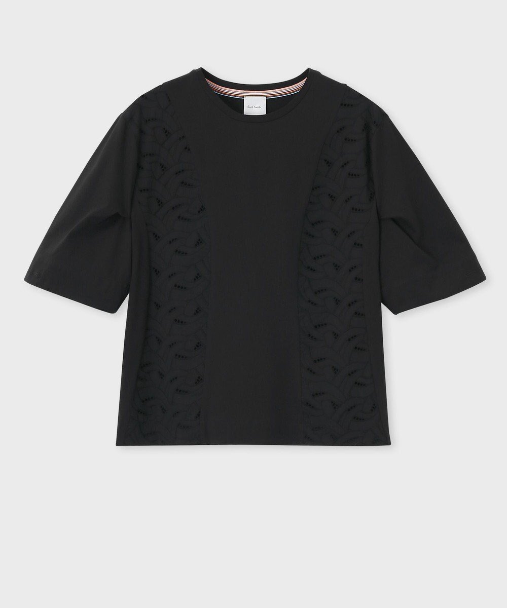 【ポール スミス/Paul Smith】の【洗える】レース コンビ 半袖カットソー インテリア・キッズ・メンズ・レディースファッション・服の通販 founy(ファニー) 　ファッション　Fashion　レディースファッション　WOMEN　トップス・カットソー　Tops/Tshirt　シャツ/ブラウス　Shirts/Blouses　ロング / Tシャツ　T-Shirts　カットソー　Cut and Sewn　カットソー　Cut And Sew　コンビ　Combination　シンプル　Simple　フェミニン　Feminine　レース　Race　エレガント 上品　Elegant　半袖　Short Sleeve　夏　Summer　S/S・春夏　Ss・Spring/Summer　洗える　Washable　A/W・秋冬　Aw・Autumn/Winter・Fw・Fall-Winter　ブラック|ID: prp329100004484058 ipo3291000000031609847