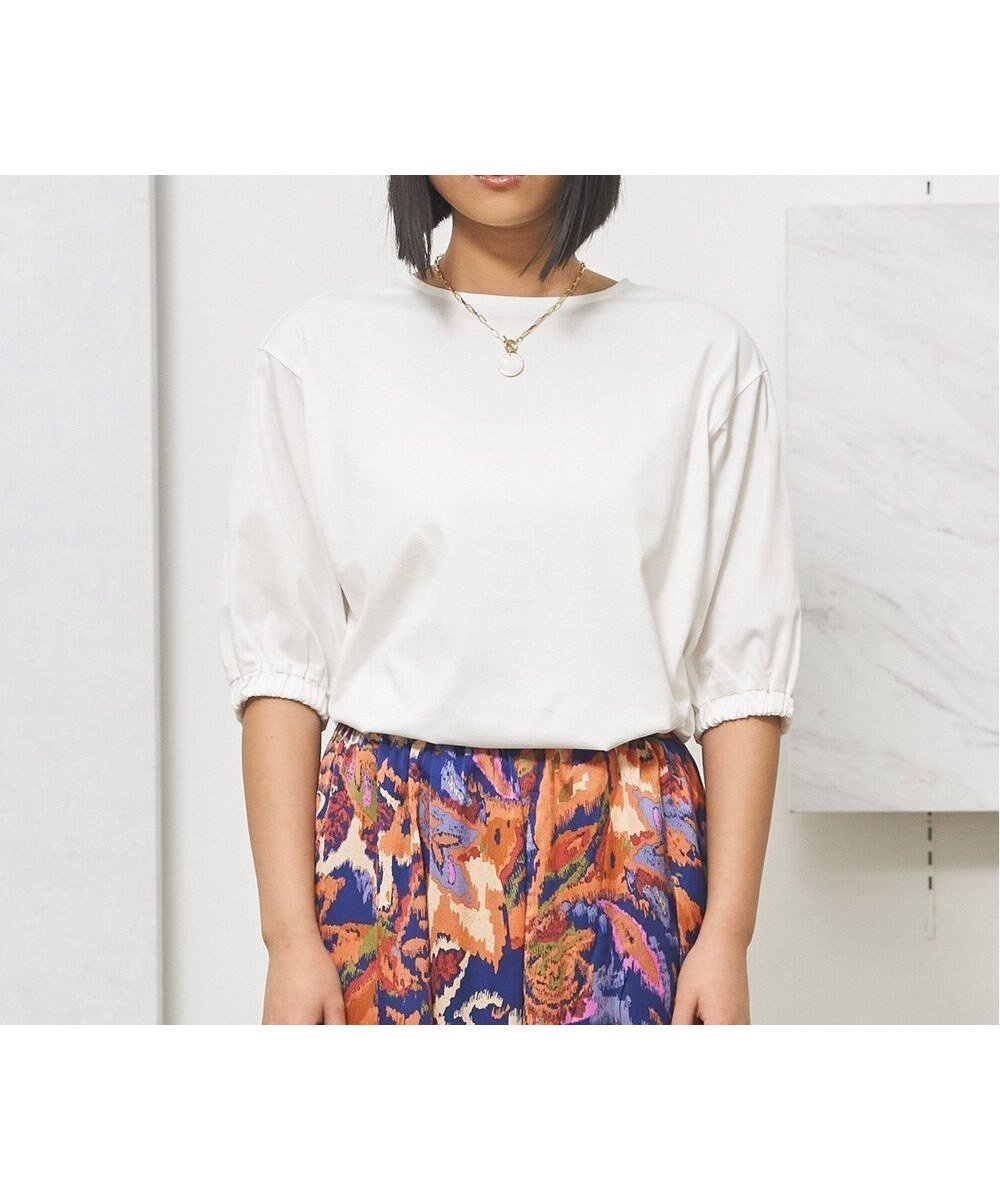 【ジェイプレスヨークストリート/J.PRESS YORK STREET】の【WOMEN】ツイストスリーブジャージ プルオーバー インテリア・キッズ・メンズ・レディースファッション・服の通販 founy(ファニー) 　ファッション　Fashion　レディースファッション　Ladies' Fashion Online　トップス・カットソー　Tops/Tshirt　シャツ/ブラウス　Shirts/Blouses　ロング / Tシャツ　T-Shirts　プルオーバー　Pullover　カットソー　Cut and Sewn　春　Spring　カットソー　Cut And Sew　ジャージ　Jersey　バランス　Balance　リボン　Ribbon　S/S・春夏　Ss・Spring/Summer　おすすめ　Recommend　夏　Summer　エレガント 上品　Elegant　ホワイト系|ID: prp329100004484062 ipo3291000000032678500