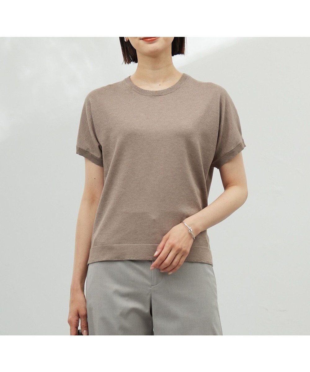 【ジェイ プレス/J.PRESS】の【WEB限定カラーあり・洗える】Vis/Peスパーク ラメ ニット インテリア・キッズ・メンズ・レディースファッション・服の通販 founy(ファニー) 　ファッション　Fashion　レディースファッション　Fashion for Women　トップス・カットソー　Cut & Sew Tops　ニット　Knit Tops & Sweaters　春　Spring　洗える　Machine Washable　カーディガン　Cardigan, Knitwear　シンプル　Simple, Minimal　セットアップ　Set-Up, Coordinated Outfit　セーター　Sweater, Knitwear　ドレープ　Drape, Draping Fabric　人気　Popular, Best Seller　半袖　Short Sleeve, Half Sleeve　S/S・春夏　SS, Spring/Summer, Warm Season　夏　Summer　エレガント 上品　Elegant　モカ系|ID: prp329100004484115 ipo3291000000033487645