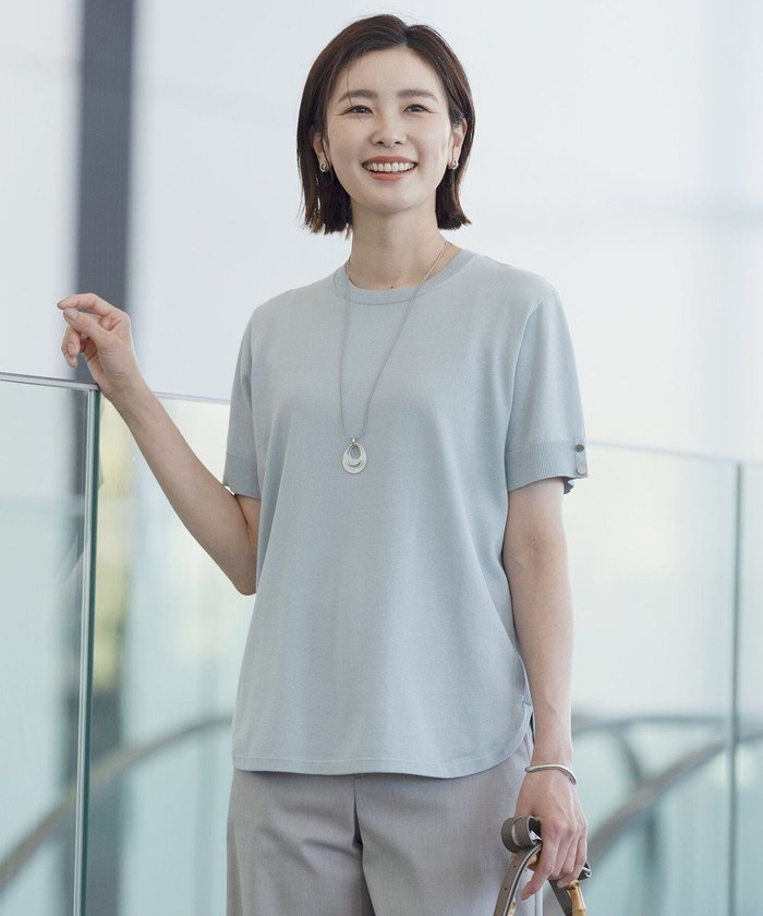 【ジェイ プレス/J.PRESS】の【洗える】COTTON POLYESTER 袖ボタン ニット インテリア・キッズ・メンズ・レディースファッション・服の通販 founy(ファニー) https://founy.com/ ファッション Fashion レディースファッション Fashion for Women トップス・カットソー Cut & Sew Tops ニット Knit Tops & Sweaters インド Indian Textile 春 Spring 洗える Machine Washable クラシック Classic, Timeless Style 切替 Switching, Contrast Panel ストレッチ Stretch, Stretchy Fabric セーター Sweater, Knitwear ラウンド Round, Round Neck S/S・春夏 SS, Spring/Summer, Warm Season 夏 Summer |ID: prp329100004484118 ipo3291000000033331038