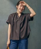 【23区/NIJYUSANKU】の【接触冷感/UVカット】ドライスラブストレッチ スキッパー ブラウス ダークブラウン系|ID: prp329100004484145 ipo3291000000031855016
