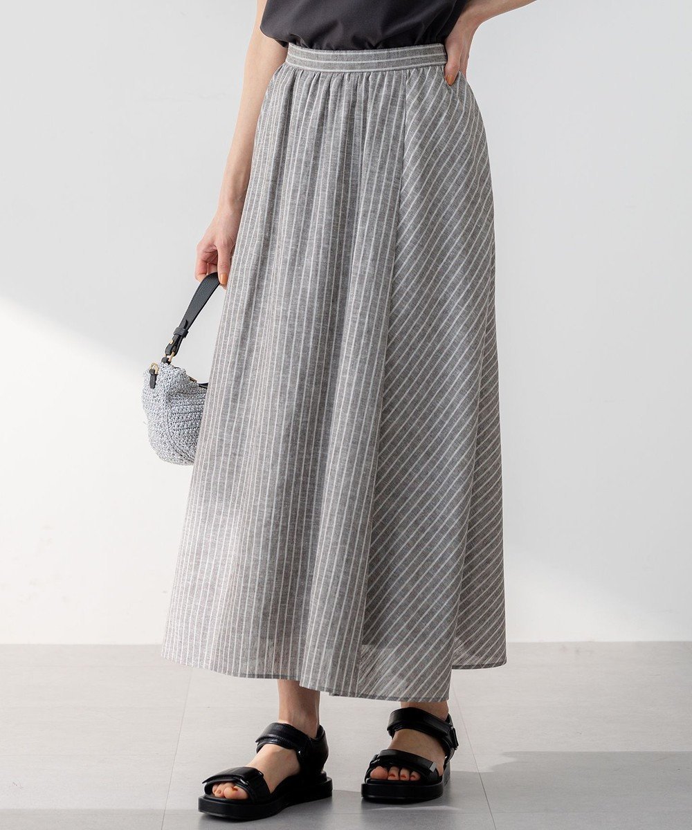 【23区/NIJYUSANKU】の【洗える】リネンコットンストライプ ギャザー スカート インテリア・キッズ・メンズ・レディースファッション・服の通販 founy(ファニー) ファッション Fashion レディースファッション Fashion for Women スカート Skirts 春 Spring 洗える Machine Washable ギャザー Gathered, Ruffled シンプル Simple, Minimal ストライプ Stripe, Striped Pattern バランス Balance, Style Balance フロント Front, Front Design リネン Linen, Linen Fabric S/S・春夏 SS, Spring/Summer, Warm Season 夏 Summer 2025年 2025 2025春夏・S/S Spring/Summer 2025 SS25 ダークブラウンストライプ|ID: prp329100004484194 ipo3291000000033597691