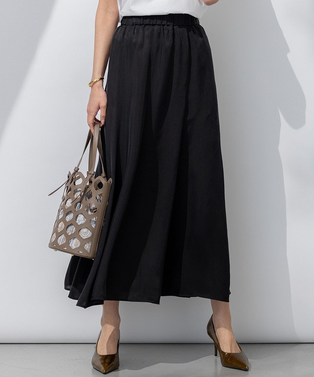 【23区/NIJYUSANKU】の【接触冷感/洗える】フィブリルツイル ギャザー スカート インテリア・キッズ・メンズ・レディースファッション・服の通販 founy(ファニー) 　ファッション　Fashion　レディースファッション　Fashion for Women　スカート　Skirts　エレガント 上品　Elegant　春　Spring　洗える　Machine Washable　カットソー　Cut and Sewn Top　キュプラ　Cupro, Eco Fabric　ギャザー　Gathered, Ruffled　シンプル　Simple, Minimal　ジャケット　Jacket, Outerwear　スリーブ　Sleeve, Long Sleeve / Short Sleeve　ドレープ　Drape, Draping Fabric　ハーフ　Half, Half-Length　ピーチ　Peach, Soft Touch　フレア　Flare, Flared　リラックス　Relax, Relaxed Fit　S/S・春夏　SS, Spring/Summer, Warm Season　夏　Summer　2025年　2025　2025春夏・S/S　Spring/Summer 2025 SS25　ブラック系|ID: prp329100004484223 ipo3291000000033711792